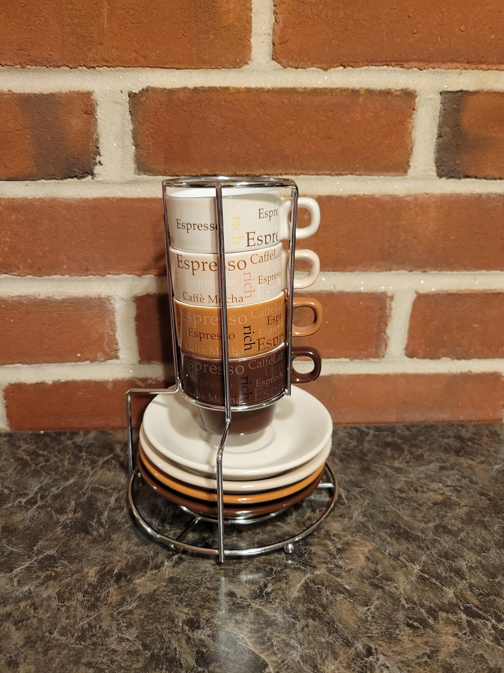 Espresso Stackable Cup & Saucer Set